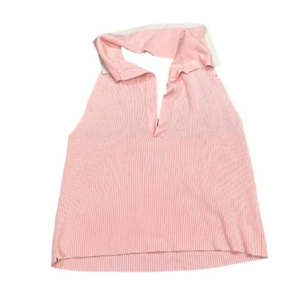 Forever 21 ribbed baby pink halter open back crop  top